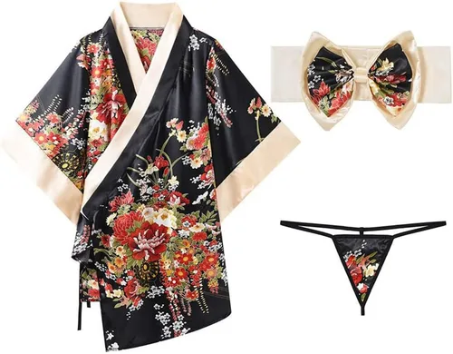 Vista 5 de Bata tradicional japonesa estilo kimono para mujer, disfraz de Yukata, pijama sexy para cosplay