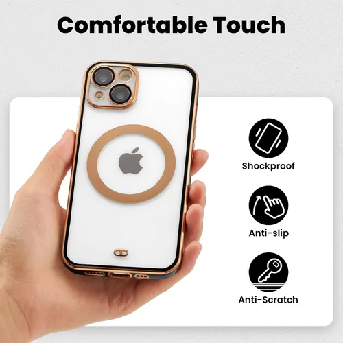 Vista 4 de ZCDAYE Funda magnética para iPhone 13, iPhone 13 [compatible con MagSafe], [protector de lente] TPU suave transparente, galvanizado, a prueba