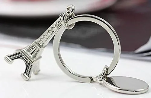 Vista 4 de wpeng decoración preciosa 3d Souvenir Llavero en París la torre Eiffel en Francia (plata)