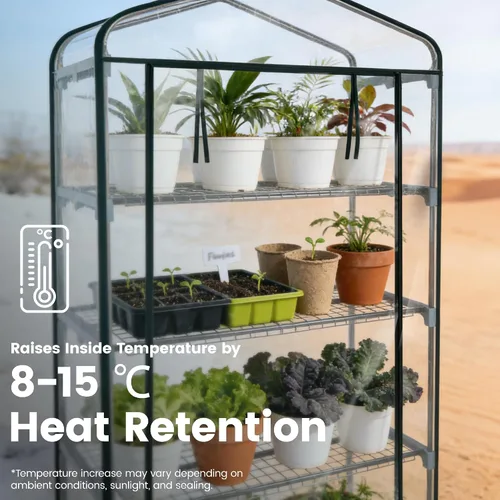 Vista 3 de Worth Garden Mini Invernadero de 4 Niveles - 63'' Alto x 27'' Largo x 19'' Ancho - Estantes de Jardinería Portátiles Resistentes con Cubierta de PVC