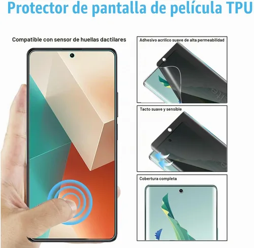 Vista 7 de [2+2 unidades para Xiaomi Redmi Note 13 Pro+ Protector de pantalla de privacidad flexible (no vidrio templado) y protector de pantalla de lente
