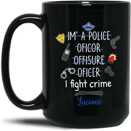 Vista 8 de Taza de café con texto en inglés "Best Hero Dad Out There", taza de té de felicitación personalizada para policía, regalo de policía de un compañero