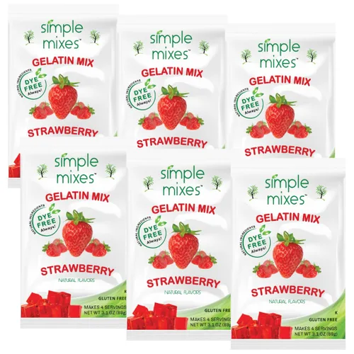 Vista 16 de Simple Mixes Postre de gelatina natural, frambuesa, fresa y cereza, aperitivo saludable, sin colorantes, sin gluten ni grasa, Kosher, paquete de 3