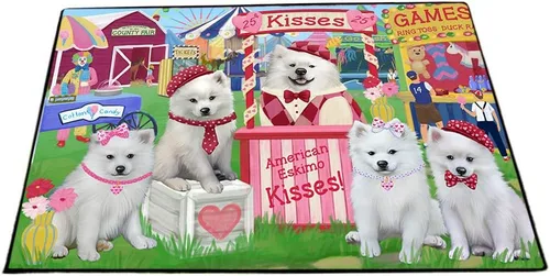Vista 28 de Doggie of the Day American Eskimo Dogs Floor Mat - 4th of July Independence Day - Best Dog Doormat - Protector Decor - Unique Portrait Art - Premium