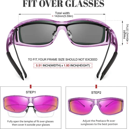 Vista 34 de Polarized Sunglasses Fit Over Glasses for Women Men with UV400 Protection Over Wrap Around Sun Glasses