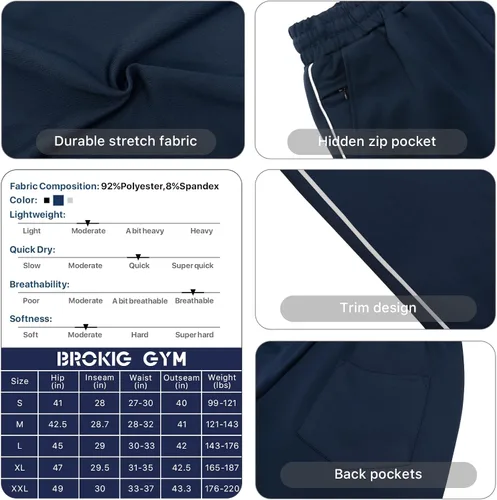 Vista 7 de BROKIG Gerade - Pantalones deportivos para hombre, pantalones deportivos de entrenamiento con cintura elástica, parte inferior abierta, pantalones