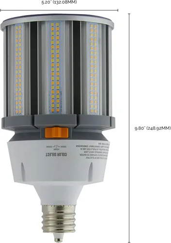 Vista 4 de Satco S13143 Hi-Pro CCT seleccionable 3000K/4000K/5000K lámpara LED con puerto de sensor, reemplazo HID, 80 vatios