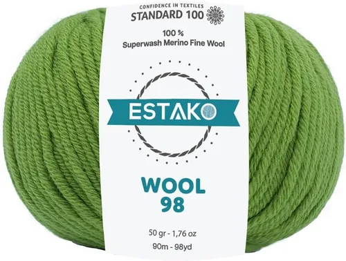 Vista 33 de Estako Wool 98 (paquete de 4 madejas) 100% lana merino superwash lana merino de peso medio suave hilo para tejer y ganchillo (4 x 1.76 onzas)