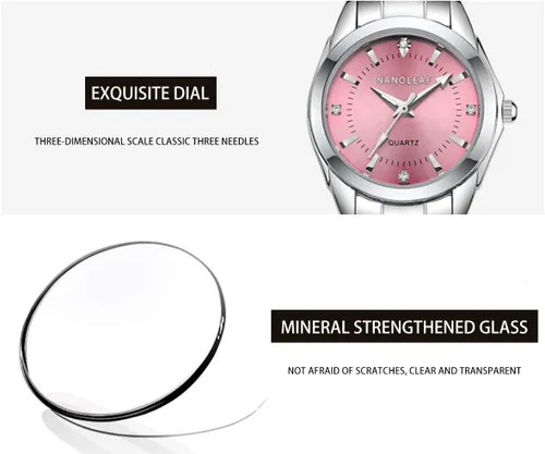 Vista 6 de NANOLEAF Reloj de moda para mujer, casual, clásico, de cuarzo, de acero inoxidable, impermeable, luminoso, para mujer