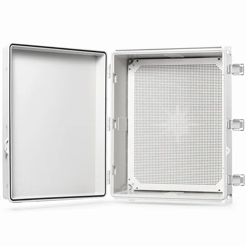 Vista 12 de QILIPSU - Caja de conexiones de acero inoxidable con tapa, bisagras y placa de montaje, universal, impermeable IP67, plástico ABS, gris, recinto