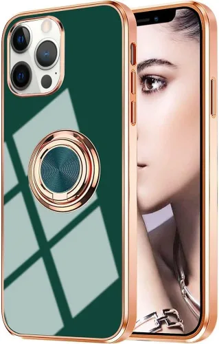 Vista 17 de Compatible con iPhone 11 Kickstand, anillo de rotación de 360 grados integrado con borde de oro rosa brillante que funciona con soporte magnético