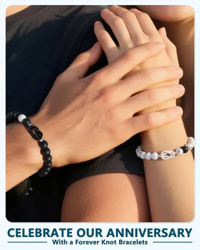 Vista 2 de UNGENT THEM Pinky Promise Forever Knot - Pulseras para parejas, aniversario, Navidad, San Valentín, regalos para novio, novia, él y ella