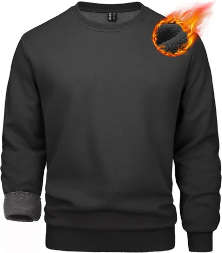 Vista 89 de MAGCOMSEN Sudadera de cuello redondo para hombre de manga larga casual cálida de forro polar