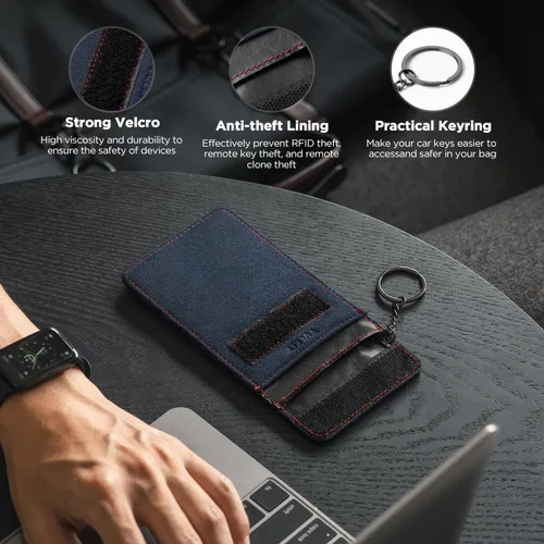 Vista 5 de VULKIT Faraday - Bolsa para llavero, bolsa de bloqueo de señal de coche con gancho y llavero RFID antirrobo Faraday protector de llavero