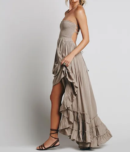 Vista 2 de R.Vivimos - Vestido largo y sensual para mujer, de verano, de algodón y con espalda descubierta
