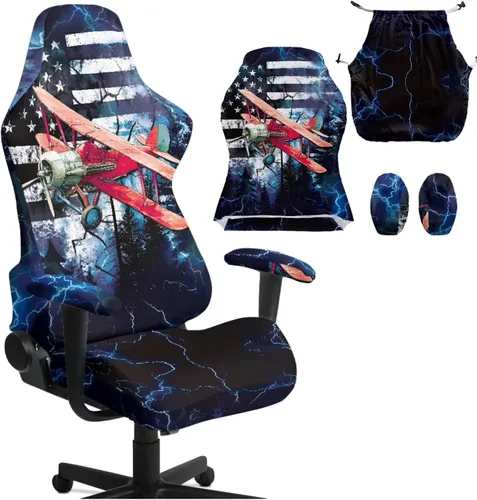 Vista 14 de Peacock Gaming Chair Slipcover with Zipper Computer Chair Covers Strtchable 4pcs Ergonomic Gamer Chairs Protector for Adults,Blue