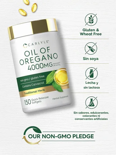Vista 5 de Carlyle Suplemento de aceite de orégano 150 cápsulas de cápsulas blandas