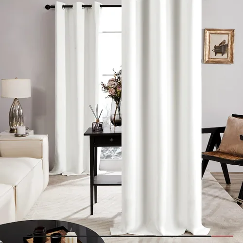 Vista 18 de Deconovo Cortinas opacas 100% con forro negro, cortinas con ojales aisladas térmicamente que reducen el ruido, doble capa para oscurecer