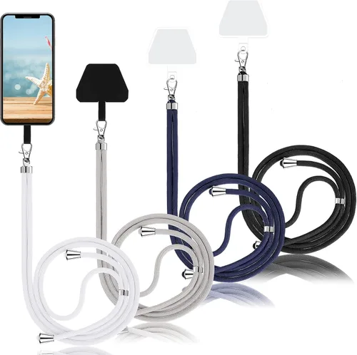 Vista 9 de Weewooday 4 piezas de cordón para teléfono con correa cruzada universal para teléfono celular, cordón para el cuello con parche para mujeres, Negro
