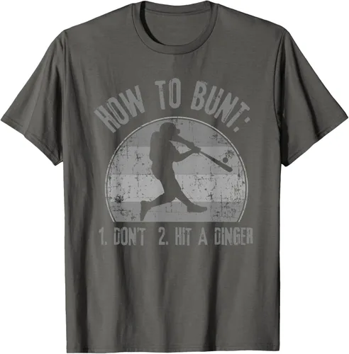 Vista 86 de Cómo Bunt Don't Hit A Dinger - Camiseta divertida de béisbol y sóftbol, Negro, S