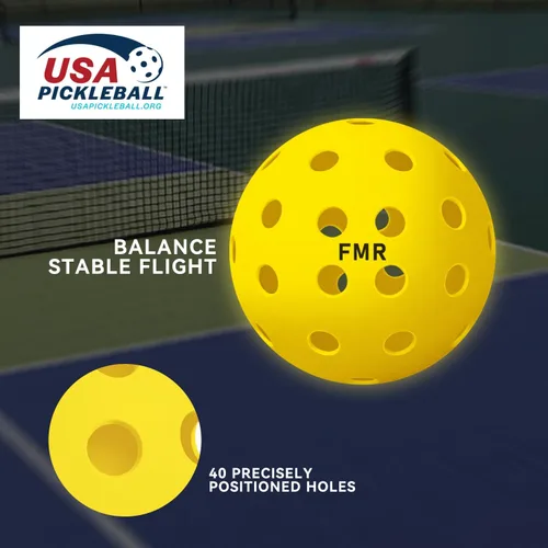Vista 5 de Pelotas de pickleball, bolas de 40 agujeros para exteriores, aprobadas por Pickleball de Estados Unidos para juego de torneos, resistentes a
