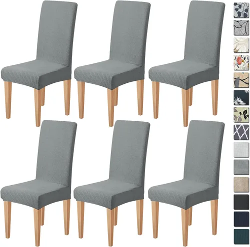 Vista 26 de Dioxide Fundas de Silla de Alto Estirar para Sillas de Comedor, Juego de Fundas de Silla de Comedor Lavables de 4, Fundas de Asiento de Silla
