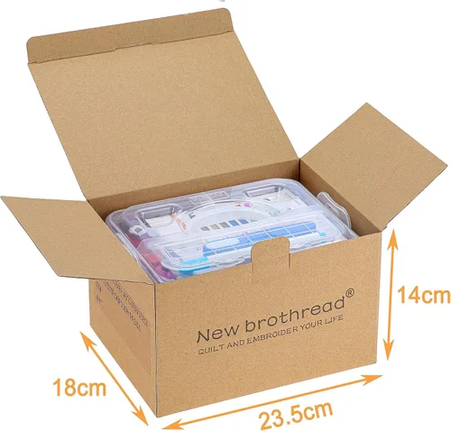 Vista 6 de New brothread 40 colores compatibles con Brother, hilo de 500 m para máquina de bordar con caja de almacenamiento de plástico transparente