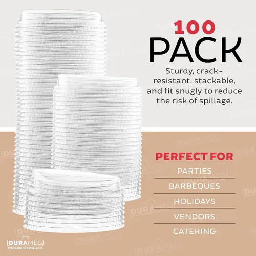 Vista 6 de Durameg [100 unidades – 16 oz. Vasos desechables de plástico PET transparente con tapas para sorbear]