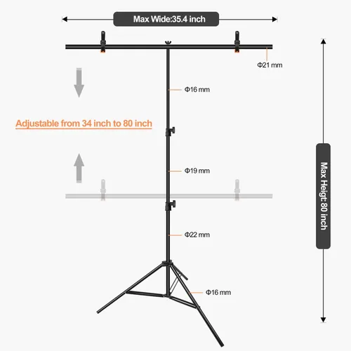 Vista 2 de EMART Soporte de fondo portátil en forma de T de 3 x 6.5 pies con pantalla verde ajustable para fotografía, sesiones de fotos, fiestas y zoom