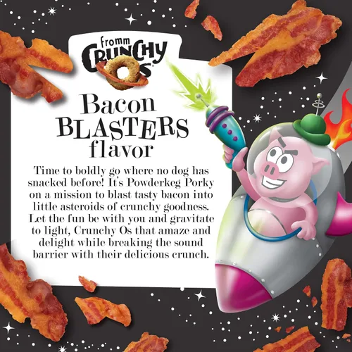Vista 6 de Fromm Crunchy Os Bacon Blasters - Golosinas para perros con sabor a tocino, golosinas crujientes prémium para perros, receta de tocino, 6 onzas