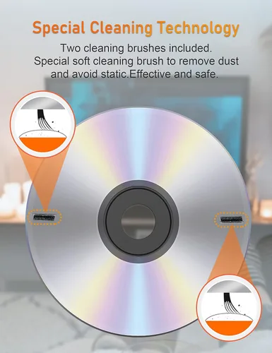 Vista 2 de Arsvita - Disco limpiador de lentes láser para reproductor de CD/VCD/DVD, ARCD-03 Limpiador de CD con sistema de limpieza de doble cepillo, seguro