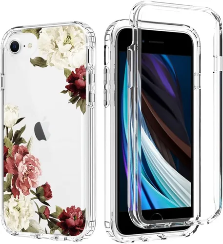 Vista 6 de Funda para iPhone SE 2022/SE 3 2022/iPhone SE 2020/iPhone 7/iPhone 8 con protector de pantalla de vidrio templado, funda protectora de cuerpo