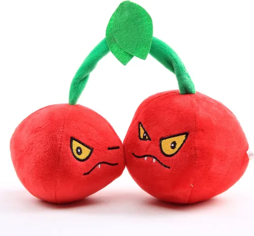 Vista 3 de Juguetes de peluche de plantas de peluche, figuras de muñeca de regalo de cumpleaños para niños (cerezas dobles)