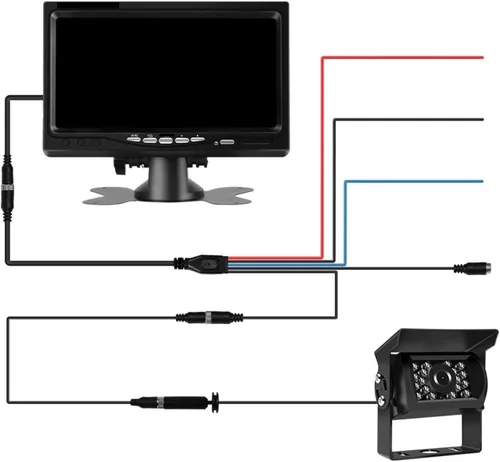 Vista 6 de 7inch HD LCD Color TFT Rear View Monitor 800 * 480 Vehicle IR LED Back Up Reverse Camera + 4-pin Connector Compatible For Bus Truck RV(1023-1CAM)
