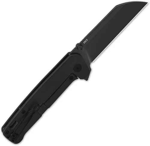 Vista 4 de QSP Penguin Plus - Cuchillo de bolsillo plegable, 3.38 pulgadas CPM20CV, cuchillo EDC de hoja negra, mango de titanio negro, bloqueo de marco