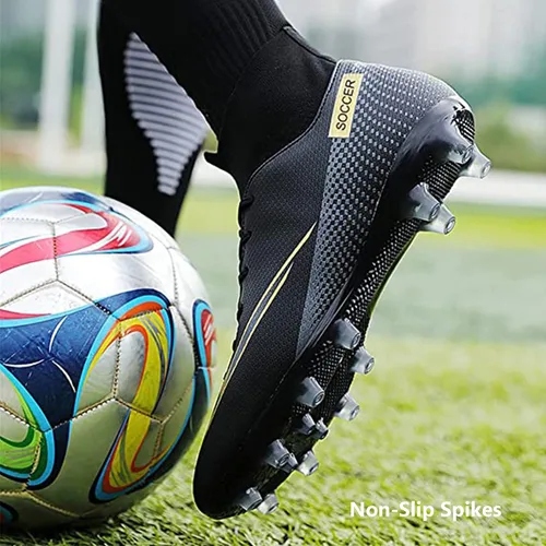 Vista 5 de Men's Soccer Shoes Football Cleats Outdoor High-Tops Lace-Up Non-Slip Spikes AGFG Boots