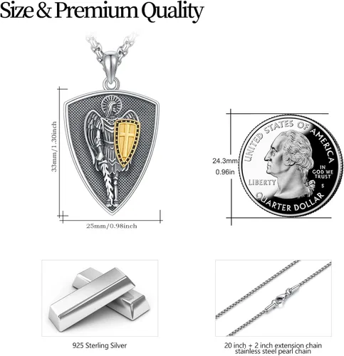 Vista 5 de DOTBJ Collar con colgante de cruz de San Miguel San Cristóbal San Patricio Jesús Regalos del día de San Valentín para hombres y mujeres