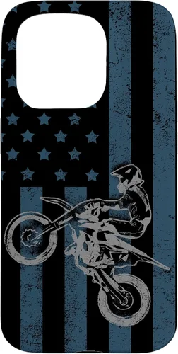 Vista 14 de Dirt Bike US Flag Vintage Motocross Racing Case for iPhone 17