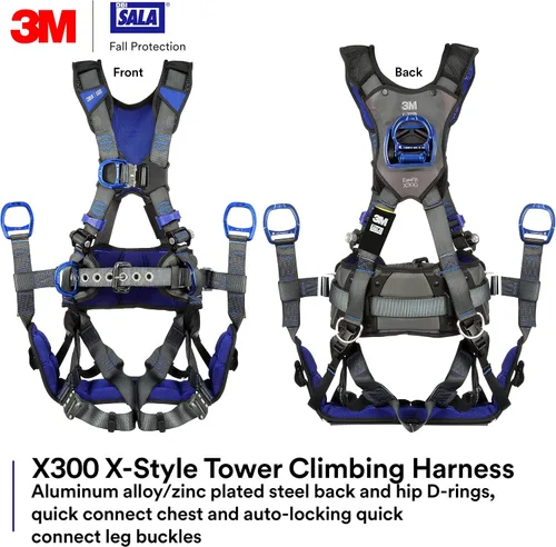 Vista 2 de 3M DBI-SALA ExoFit X300 X-Style - Arnés de seguridad para escalada en torre con eslinga de asiento rígido, acolchado de espalda y cadera, hebillas
