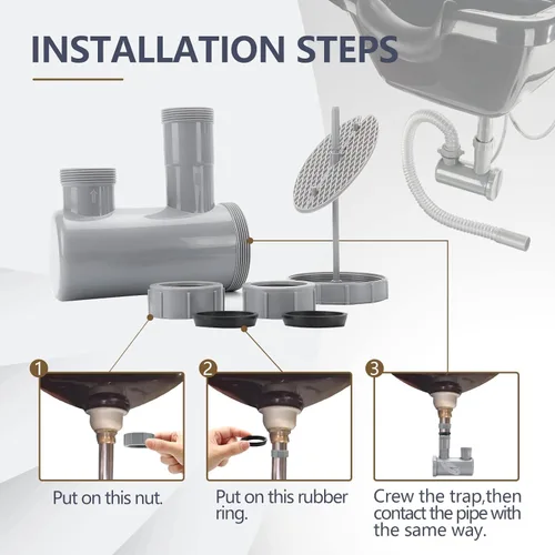 Vista 7 de LukLoy 1 paquete de trampa universal para el cabello de salón para fregadero de champú, cámara de captura de PVC de 1-1/2 pulgadas para fregadero