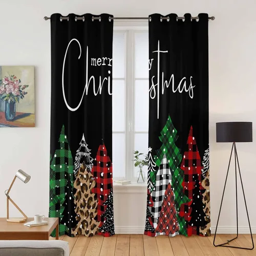 Vista 52 de Libaoge Cortinas de Navidad para cocina, dormitorio, juego de 2 paneles, diseño de muñeco de nieve de Navidad, cortinas de invierno con copos