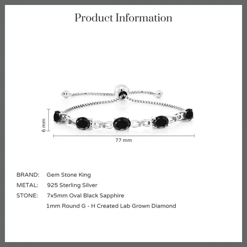 Vista 115 de Gem Stone King Pulsera de tenis de diamantes cultivados en laboratorio con piedra natal de 3-6 quilates para mujer, plata de ley 925, ovalada