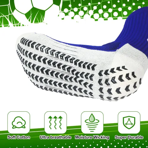 Vista 3 de 12 pares de calcetines de agarre antideslizantes para hombre, calcetines de fútbol con almohadillas de agarre, calcetines de fútbol antideslizantes