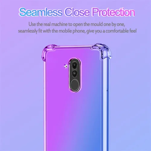 Vista 4 de Funda para Mate 20 Lite, SNE-LX3, funda transparente con bonito degradado, delgada, antiarañazos, flexible, TPU a prueba de golpes, funda protectora
