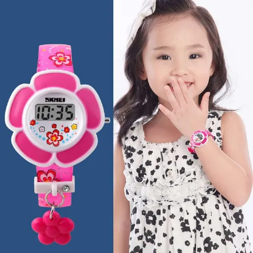 Vista 2 de Reloj para niños con forma de flor, reloj digital de dibujos animados novedoso 1144, Digital