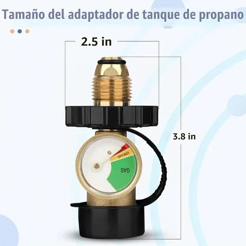 Vista 6 de Adaptador de tanque de propano Aekops con medidor que convierte la válvula de servicio del tanque POL LP a QCC1 / Tipo 1, conexión tipo antiguo a