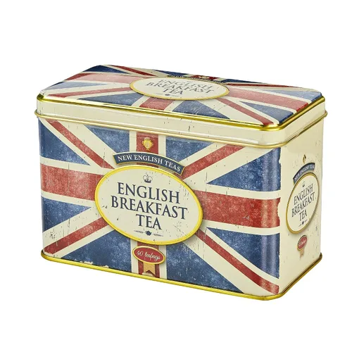 Vista 5 de New English Teas Union Jack - Lata de té con 40 bolsas de té de desayuno inglés Té negro, regalos de recuerdo de Londres