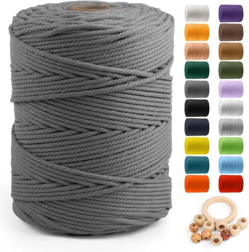 Vista 76 de ZUEXT Cordón de algodón para macramé de 4 mm x 500 m, ZUEXT Cordones trenzados naturales hechos a mano en verde manzana de 4 hebras, cuerda de lana