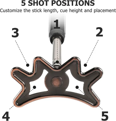 Vista 6 de Sumind Palo de puente retráctil para billar, puente de billar ajustable con cabeza extraíble, mango de madera y 5 ranuras de posición, accesorios