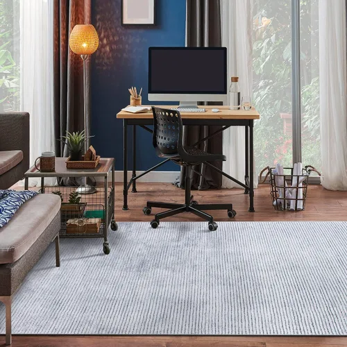 Vista 7 de Rugshop Alfombra contemporánea envejecida resistente a las manchas, tejido plano, ecológico, reciclado, lavable a máquina, 3 pies 3 pulgadas x 5 Gris